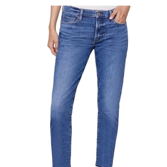 Frame - Le Garcon Mid-Rise Boyfriend Jean in Medium Blue Riley-size 24 - Picture 1 of 14